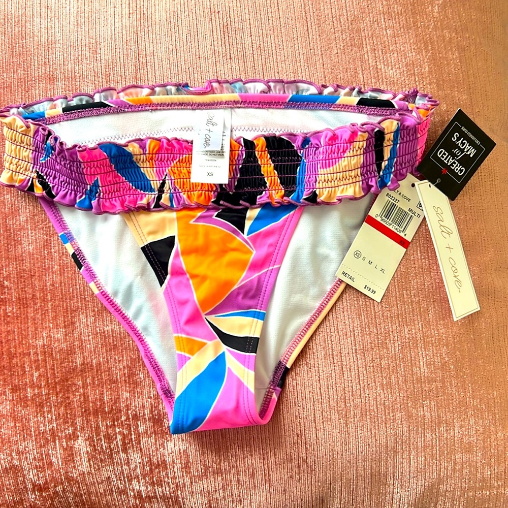 NWT XS Salt + Cove Neon Geometric Bikini Bottoms